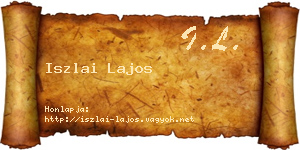 Iszlai Lajos névjegykártya